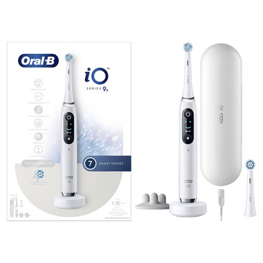 Oral-B iO Spazzolino Elettrico Ricaricabile 9S Bianco, 2 Testine, 1  Custodia Da Viaggio Ricaricabile