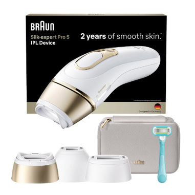 braun silk-expert pro silk expert pro 5 luce pulsata intensa (ipl) bianco, oro