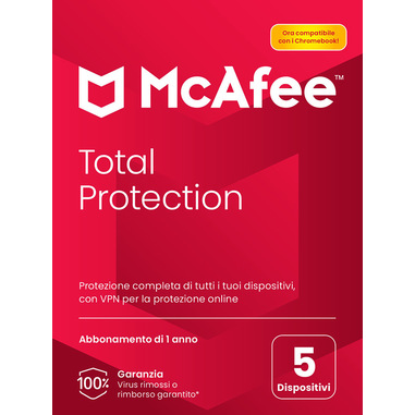 McAfee ® Total Protection 5 dispositivi (Windows®/Mac®/Android/iOS), abbonamento per 1 anno