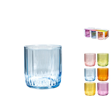 Pasabahce Confezione 6 bicchieri Leia in vetro colori assortiti cl 26.