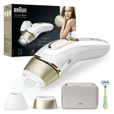 braun epilatore luce pulsata silk·expert pro 5, epilazione a casa tua, con custodia, rasoio donna venus, 2 testine, pl5152