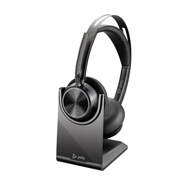 POLY Cuffie Voyager Focus 2 UC + cavo da USB-A a USB-C + supporto per ricarica