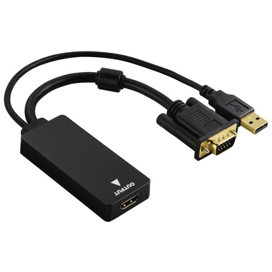 Hama Cavetto adattatore ingresso VGA+USB/ uscita HDMI, nero