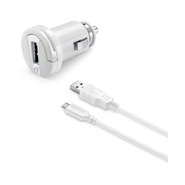 Cellularline USB Car Charger Kit Ultra - Fast Charge Micro USB Cavo e caricabatterie veolce 10W in un'unica soluzione Bianco