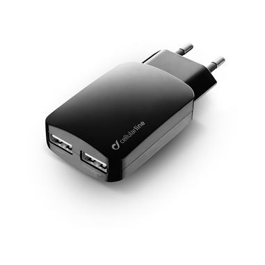 Cellularline USB Charger Dual Ultra For Tablets, Phablets And Smartphones Caricabatterie veloce a 15W per due dispositivi Nero