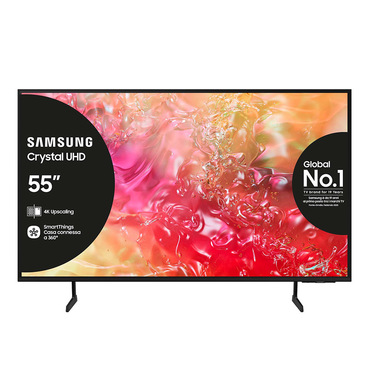 Samsung TV Crystal UHD 4K 55” UE55DU7170UXZT Smart TV Wi-Fi Black 2024, Processore Crystal 4K, 4K Upscaling, Slim Look Design, OTS Lite