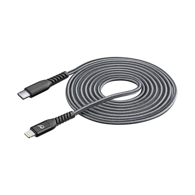 Cellularline Extreme Cable XL - USB-C to Lightning Cavo USB ultra resistente Nero