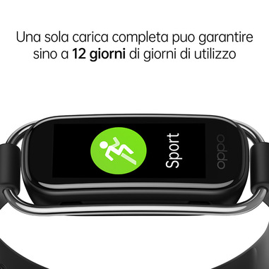 OPPO Band Style Tracker Smartwatch con Display AMOLED a Colori 1.1'' 5ATM  Carica Magnetica, Impermeabile 50m, Pedometro Fitness 2 Cinturini  Cardiofrequenzimetro, Versione Italia, Colore Black