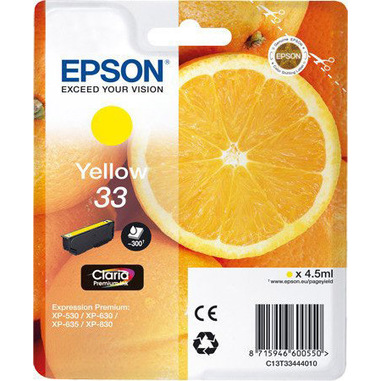 Epson Oranges 33 Y cartuccia d'inchiostro 1 pz Originale Resa standard Giallo
