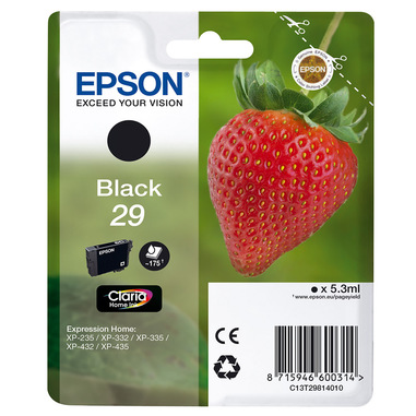 Epson Strawberry 29 K cartuccia d'inchiostro 1 pz Originale Resa standard Nero