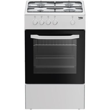 Beko Cucina CSG42001FW, (LxDxA) 50x50x85, Bianca, Forno a gas, piano cottura a gas 4 zone, Coperchio in metallo