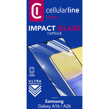 Cellularline Impact Glass Capsule - Galaxy A16 Vetro temperato resistente da bordo a bordo