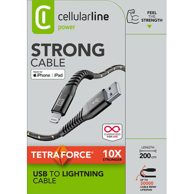 Cellularline Tetra Force Cable 200cm - Lightning Cavo Lightning ultra resistente