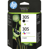 hp 305 2-pack tri-color/black original ink cartridge cartuccia d'inchiostro 2 pz originale resa standard nero, ciano, magenta, giallo