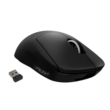 Logitech G PRO X SUPERLIGHT Mouse Gaming Wireless, Leggero 63 g, Sensore HERO 25K, 25.600 DPI, 5 Tasti Programmabili, Lunga Autonomia, Memoria Integrata, per eSport, Compatibile con PC e Mac. Nero