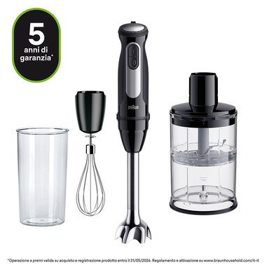 braun multiquick 5 mq55.254mbk 0,5 l frullatore ad immersione 1000 w nero, acciaio inox