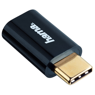 Hama Adattatore USB Type C Maschio / USB 2.0 Micro Femmina, connettori dorati, nero