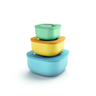 Fratelli Guzzini Set di 3 contenitori bassi ermetici per frigorifero/congelatore/forno a microonde ''STORE&PLUS''