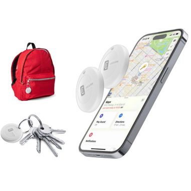 Cellularline Tracy - Designed for iOS Set da 2 pezzi - Dispositivo per localizzare oggetti, compatibile con la app Apple "Dov'è"
