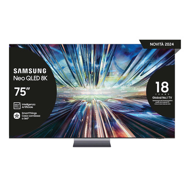 Samsung Smart TV 75” QE75QN900DTXZT Neo QLED 8K Mini LED Graphite Black 2024, Processore NQ8 AI GEN3, 8K AI Upscaling Pro, Infinity Air Design, Dolby Atmos