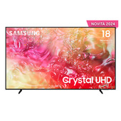 samsung tv crystal uhd 4k 85” ue85du7170uxzt smart tv wi-fi black 2024, processore crystal 4k, 4k upscaling, slim look design, ots lite