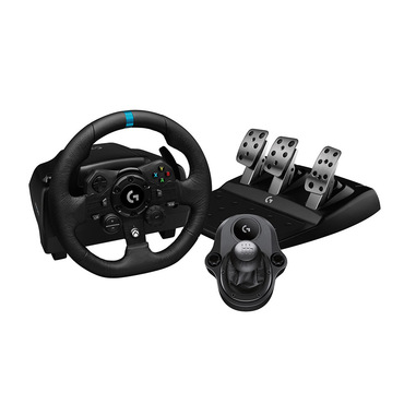 Logitech G Kit da corsa Logitech G923 SE: Volante da corsa e pedali G923, TRUEFORCE, vera pelle + leva del cambio Driving Force - Xbox X|S, Xbox One, PC, Mac - Nero