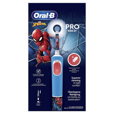 Oral-B Spazzolino Elettrico Ricaricabile Pro Kids con personaggi Marvel  Spider-Man, 2 Testine, da 3 Anni In Su. 1 Spazzolino