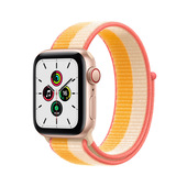 apple watch se gps + cellular, 40mm cassa in alluminio color oro con sport loop mais/bianco