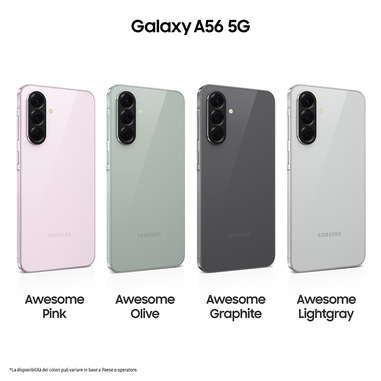 samsung galaxy a56 5g, smartphone con funzioni intelligenti, display super amoled 6.7”, 8gb ram, 128gb, camera 50mp, batteria 5.000 mah, ip67, awesome graphite