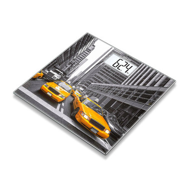 Beurer GS 203 Bilancia in Vetro con Stampa New York, display bianco, lcd