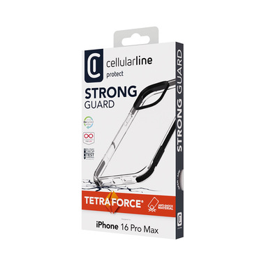 Cellularline Tetra Force Strong Guard - iPhone 16 Pro Max Custodia flessibile ultra-protettiva, anti-shock con tecnologia antibatterica Microban® integrata