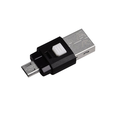 Hama Lettore USB 2.0 slim, OTG "On The Go" per smartphone e tablet, USB A/USB B Micro, micro SD, micro SDHC, micro SDXC, nero, blister