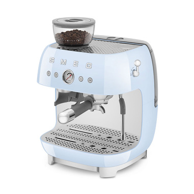 Smeg Macchina da Caffè Espresso Manuale con macinacaffè integrato 50's  Style – Azzurro LUCIDO – EGF03PBEU
