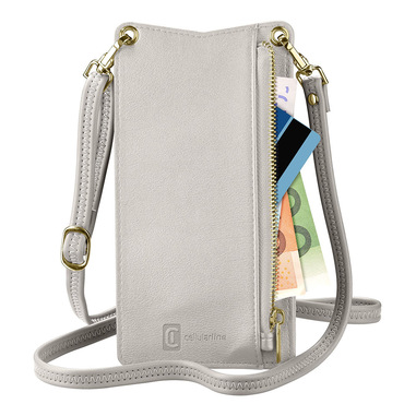 Cellularline Mini Bag - Universale Custodia universale a fondina effetto pelle con tracolla regolabile Bianco