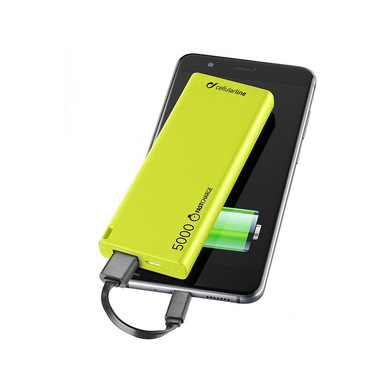 Cellularline FreePower Slim 5000 - Universale Caricabatterie portatile ultrasottile Verde