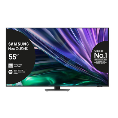 Samsung Smart TV 55” QE55QN85DBTXZT Neo QLED 4K Mini LED Carbon Silver 2024, Processore NQ4 AI GEN2, Tecnologia Quantum Matrix, Simple Chamfer Design, Dolby Atmos