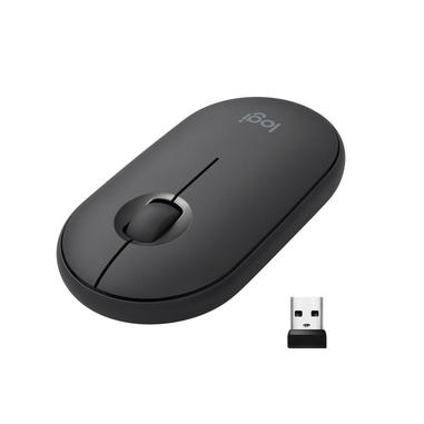 Logitech Pebble, mouse wireless con Bluetooth o ricevitore da 2,4 GHz, mouse per computer con clic silenzioso per laptop, notebook, iPad, PC e Mac