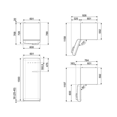 Smeg FAB28LOR6 frigorifero con congelatore Libera installazione 270 L C Arancione