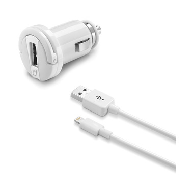 Cellularline USB Car Charger Kit Ultra - Fast Charge Lightning Cavo e caricabatterie veolce 10W in un'unica soluzione Bianco