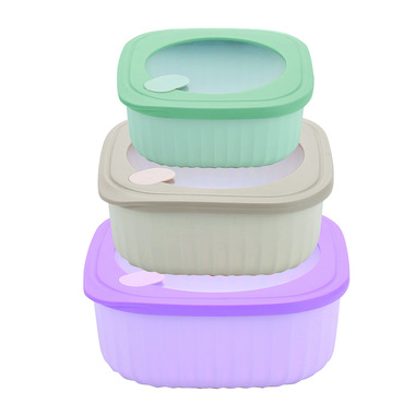 Pedrini 04GD267 recipiente per cibo Quadrato Contenitore Verde, Viola, Giallo 3 pz