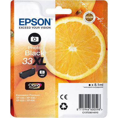 Epson Oranges 33XL PHBK cartuccia d'inchiostro 1 pz Originale Resa elevata (XL) Nero per foto