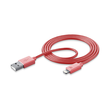 Cellularline Data Cable #Stylecolor - Lightning Cavo per la ricarica e sincronizzazione dei dati colorato Rosso