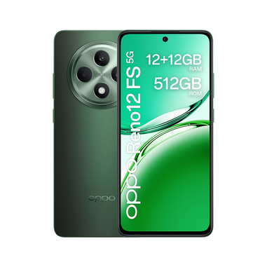 OPPO Reno12 FS 5G AI Smartphone, Tripla fotocamera 50+8+2MP, Selfie 32MP, Display 6.67” 120HZ AMOLED FHD+, 5000mAh, RAM 24 GB (12+12) + ROM 512GB, [Versione Italia], Olive Green