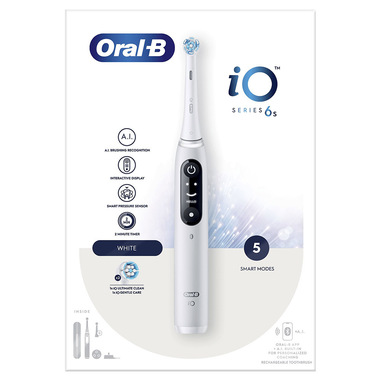 Oral-B iO iO6 Spazzolino Elettrico Ricaricabile Bianco con Custodia da Viaggio