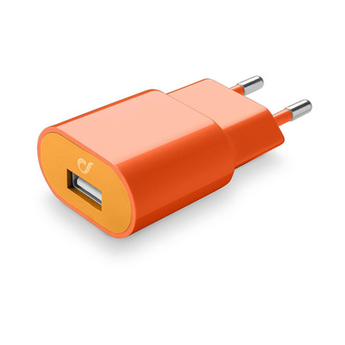 Cellularline USB Charger Fast Charge #Stylecolor - Universal Caricabatterie da rete veloce 10W colorato Arancio