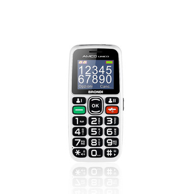 Brondi Amico Unico 4,57 cm (1.8") Nero, Bianco Telefono di livello base