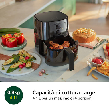 Philips 3000 series Airfryer 4.1L - 4 porzioni HD9200/90, Friggitrice ad aria 12-in-1, App per ricette