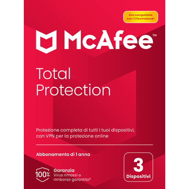 McAfee ® Total Protection 3 dispositivi (Windows®/Mac®/Android/iOS), abbonamento per 1 anno