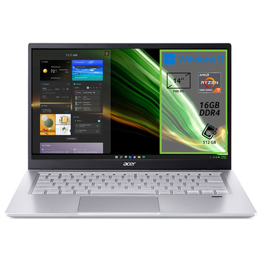 Acer Swift 3 SF314-43-R90U Computer portatile 35,6 cm (14") Full HD AMD Ryzen™ 7 5700U 16 GB DDR4-SDRAM 512 GB SSD Wi-Fi 6E (802.11ax) Windows 11 Home Argento