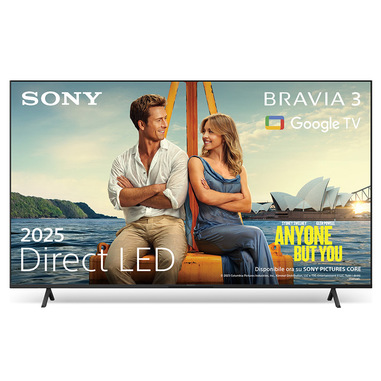 bravia 3: sony bravia 3, k-85s3 - direct led | altoparlante x-balanced | dolby vision/atmos | imax enhanced | google tv (2025) | google cast | apple airplay 2| eco dashboard 2 | game menu 2 - 85pollici